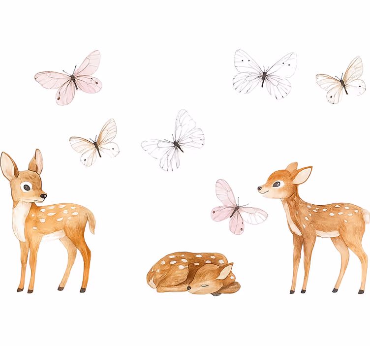 Store enrouleur chambre petits cerfs avec papillons - TenStickers