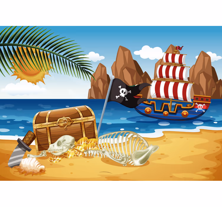 Store enrouleur chambre enfant bateau au trésor - TenStickers