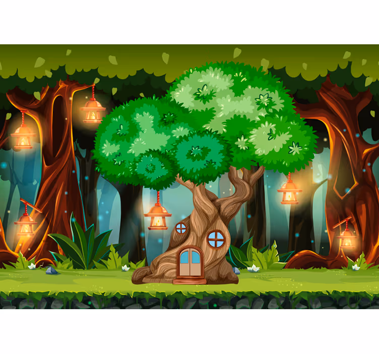 Store enrouleur chambre enfant maison arbre féerique - TenStickers