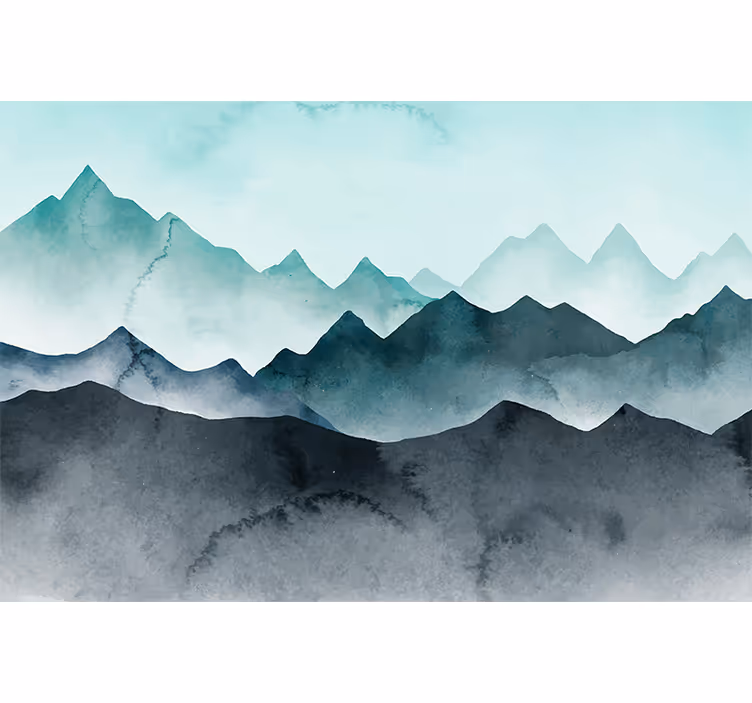 Store enrouleur chambre enfant montagnes bleues peintes - TenStickers
