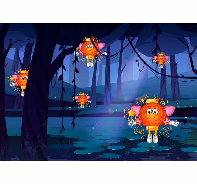 Store enrouleur chambre enfant forêt féerique lanternes - TenStickers