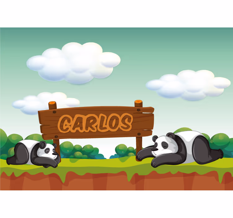 Store enrouleur chambre enfant nom personnalisé panda - TenStickers
