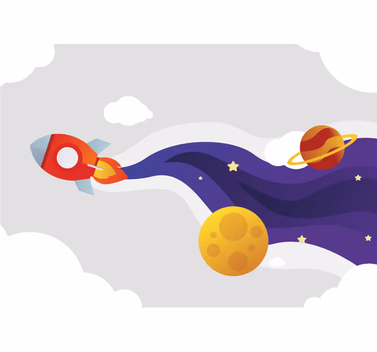 Store enrouleur chambre enfant fusée cartoon vers l'espace - TenStickers