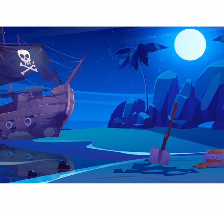 Store enrouleur chambre enfant bateau pirate nuit - TenStickers