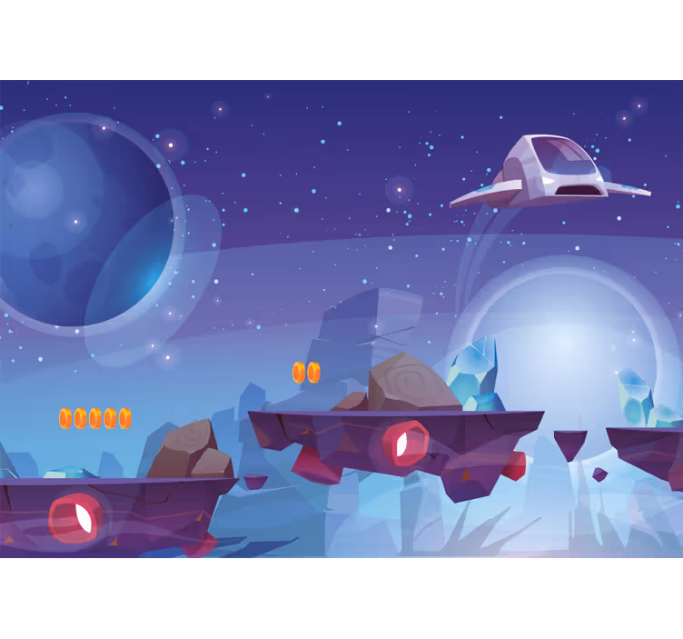 Store enrouleur chambre enfant pierres spatiales et vaisseau - TenStickers