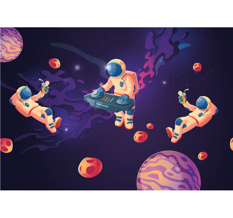 Store enrouleur chambre enfant astronautes en fête - TenStickers