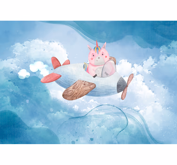 Store enrouleur chambre enfant licorne volante ciel bleu - TenStickers