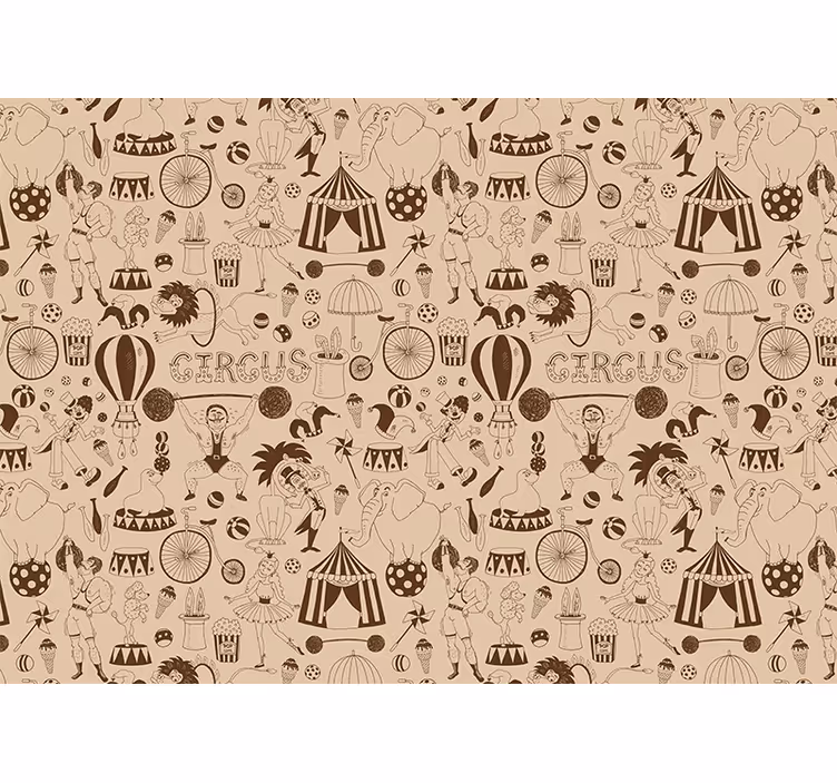 Store enrouleur chambre enfant motif cirque rétro marron - TenStickers