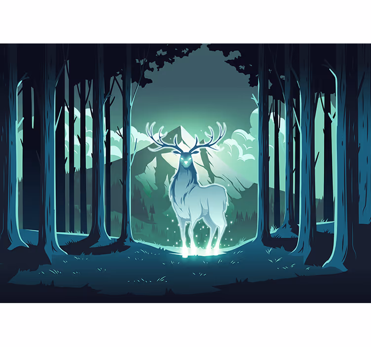 Store enrouleur chambre enfant cerf magique en forêt - TenStickers