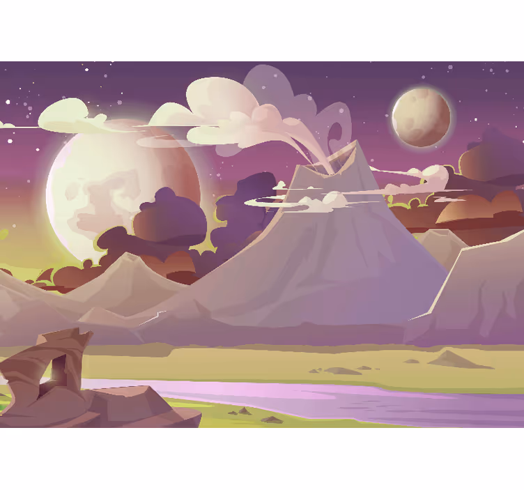 Store enrouleur chambre enfant planète alien avec volcan - TenStickers