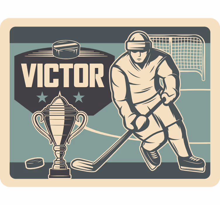 Store enrouleur chambre enfant joueur de hockey avec nom - TenStickers