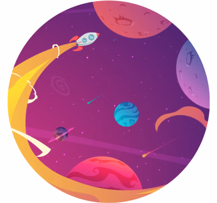 Store enrouleur chambre enfant fusée cartoon dans l'espace - TenStickers