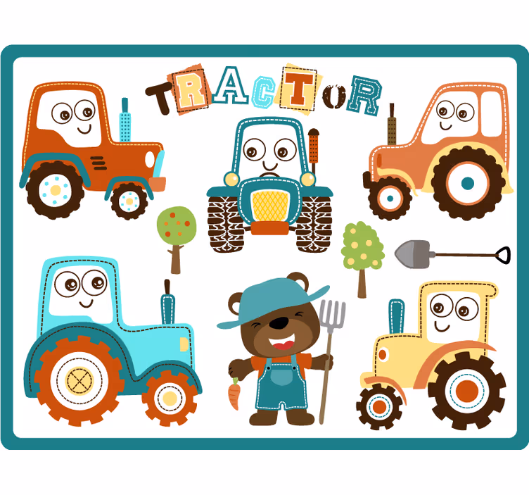 Store enrouleur chambre enfant tracteurs souriants - TenStickers