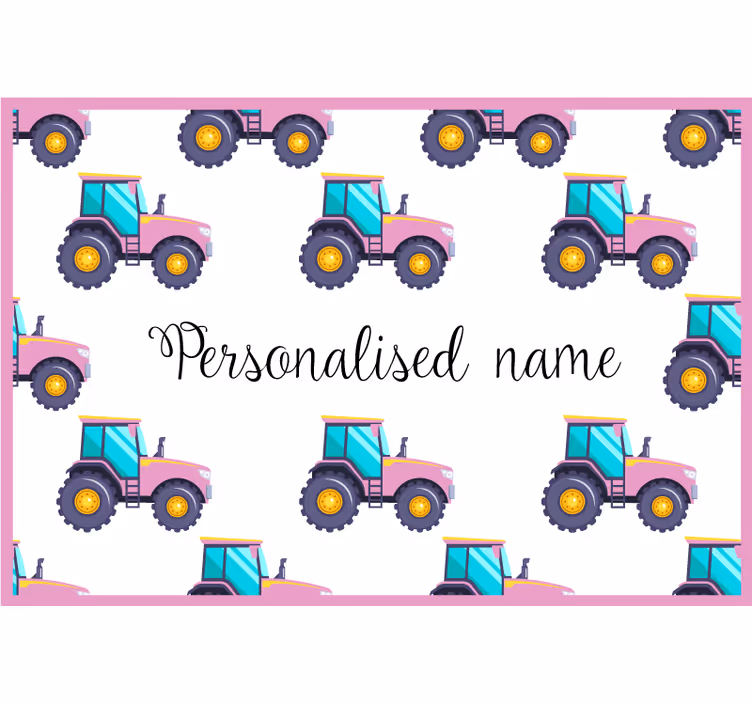 Store enrouleur chambre enfant tracteur rose personnalisé - TenStickers