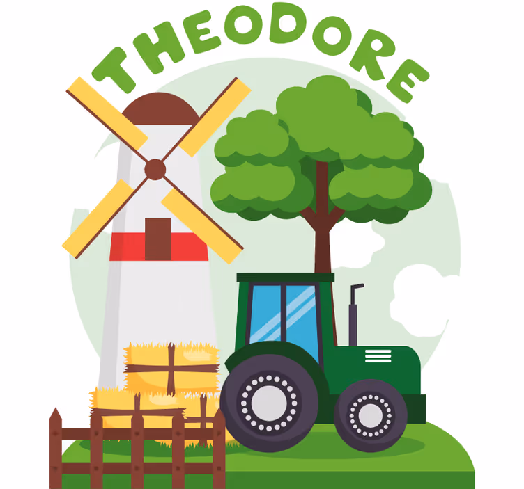 Store enrouleur chambre enfant tracteur vert nuages - TenStickers