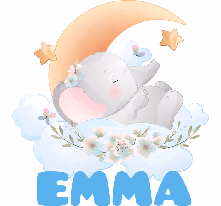 Store enrouleur chambre enfant éléphant mignon avec nom - TenStickers