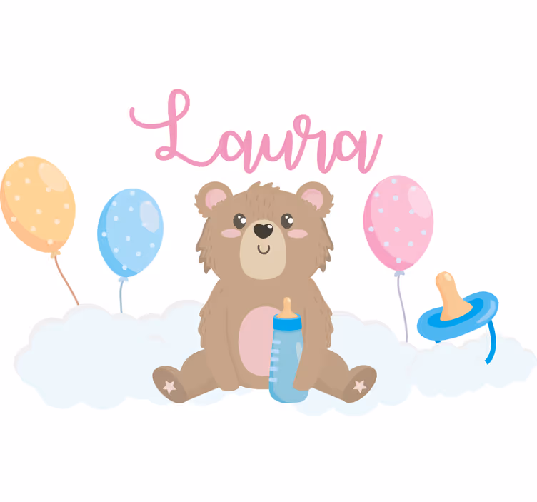 Store enrouleur chambre enfant ours mignon avec prénom - TenStickers