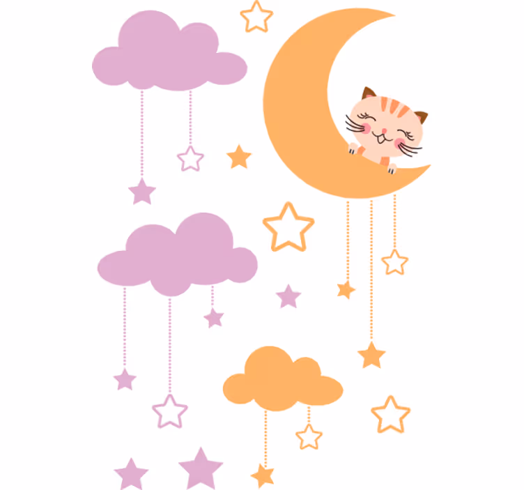 Store enrouleur chambre enfant sticker luna chat - TenStickers
