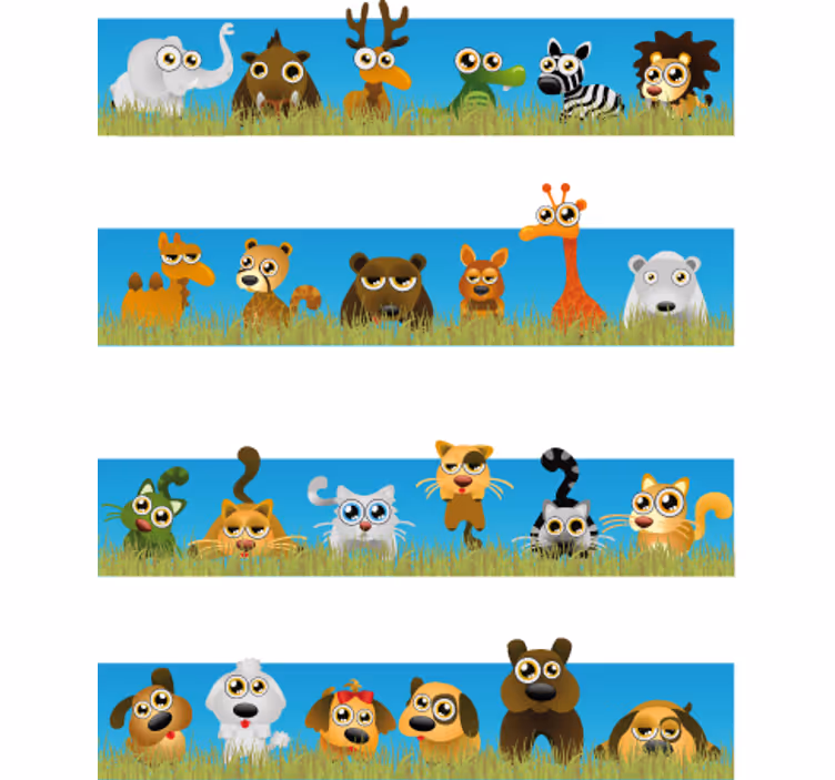 Store enrouleur chambre enfant rayures avec animaux - TenStickers