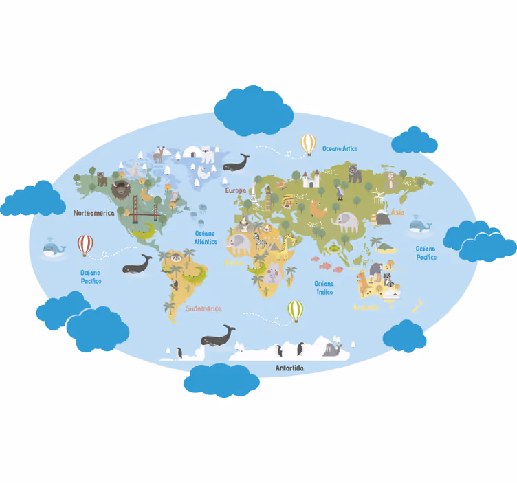 Store enrouleur chambre enfant carte du monde - TenStickers