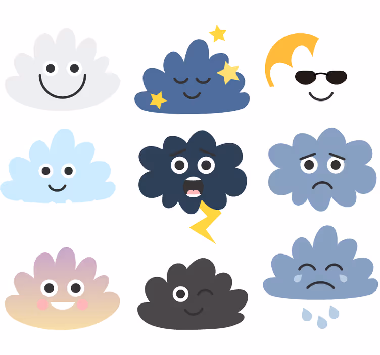 Store enrouleur chambre enfant nuages avec visages - TenStickers