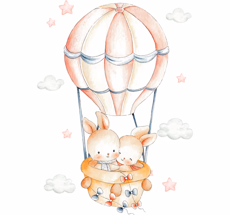 Store enrouleur chambre enfant ballon montgolfière lapin - TenStickers
