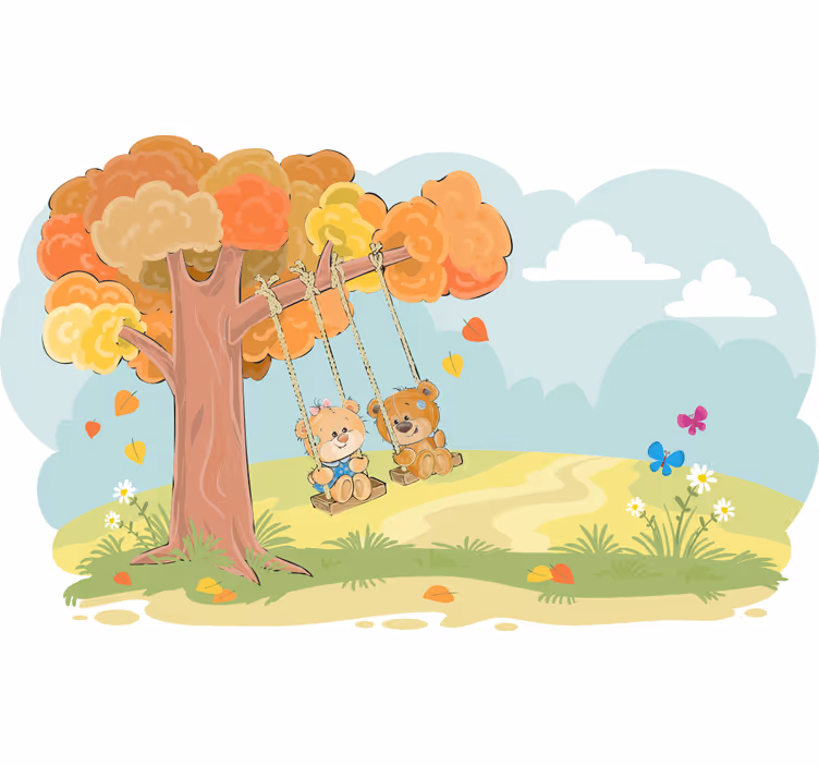 Store enrouleur chambre enfant ours en peluche forêt - TenStickers