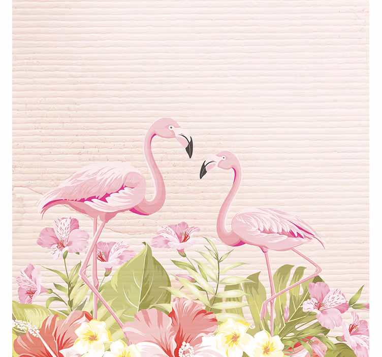 Store enrouleur chambre enfant fleurs tropicales et flamants - TenStickers