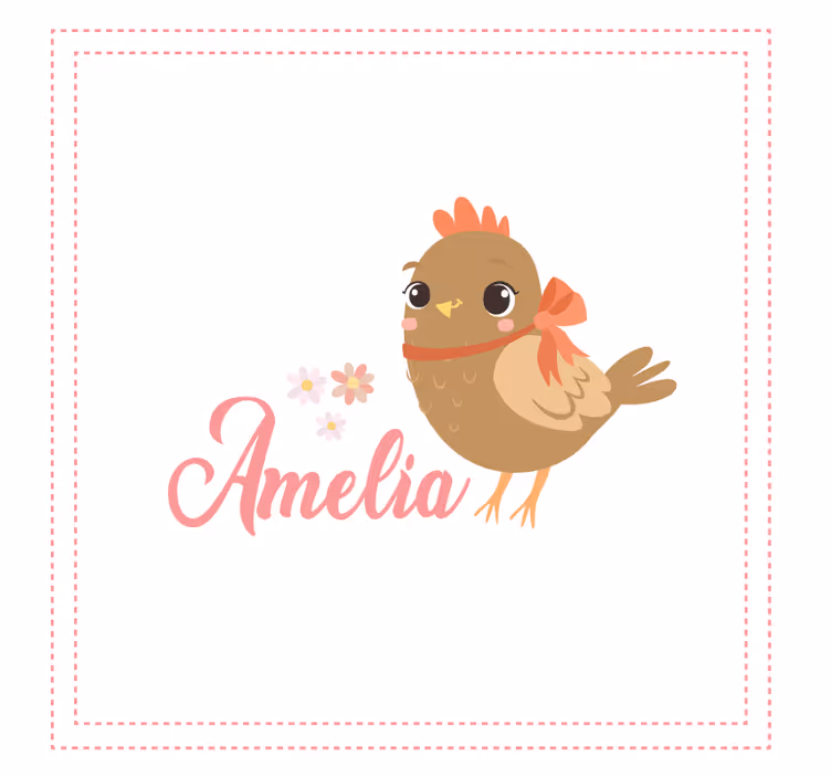 Store enrouleur chambre enfant poulette avec ruban et prénom - TenStickers