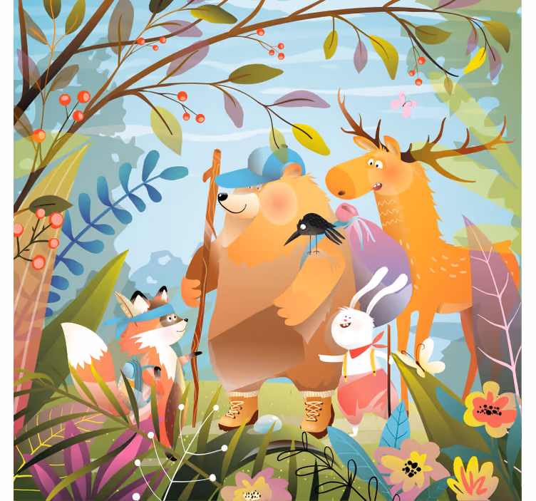 Store enrouleur chambre enfant amis animaux forêt - TenStickers