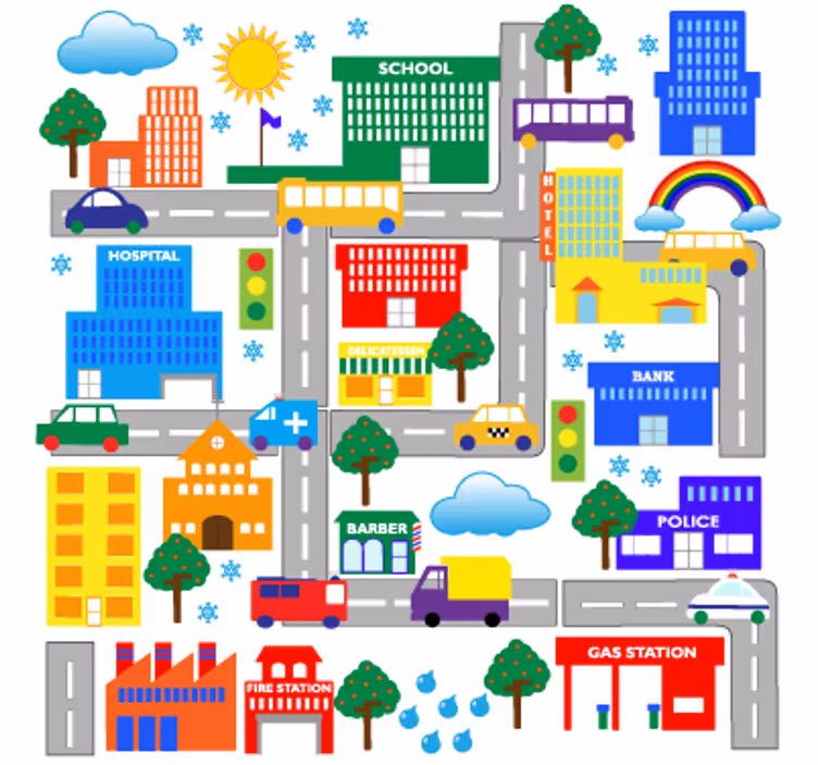 Store enrouleur chambre enfant grande ville - TenStickers