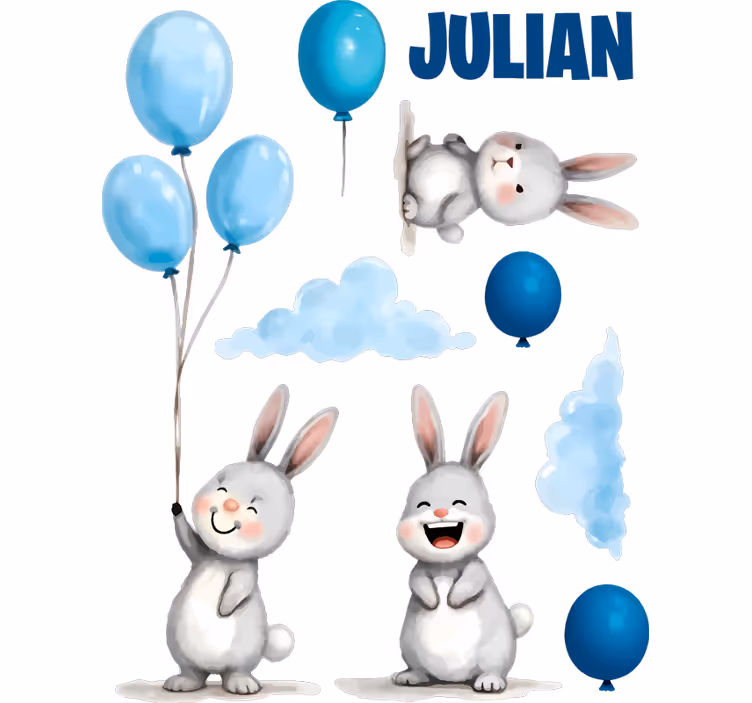 Store enrouleur chambre enfant ballons bleus lapins - TenStickers