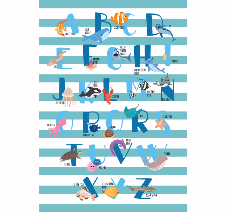 Store enrouleur chambre enfant alphabet océan - TenStickers