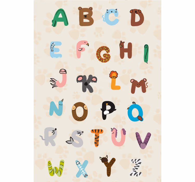 Store enrouleur chambre enfant alphabet des animaux - TenStickers