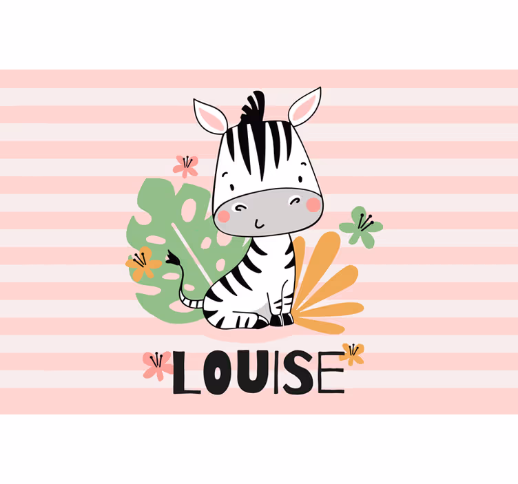 Store enrouleur chambre enfant zèbre magnifique avec nom - TenStickers