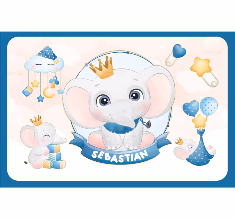Store enrouleur chambre enfant éléphant mignon personnalisé - TenStickers