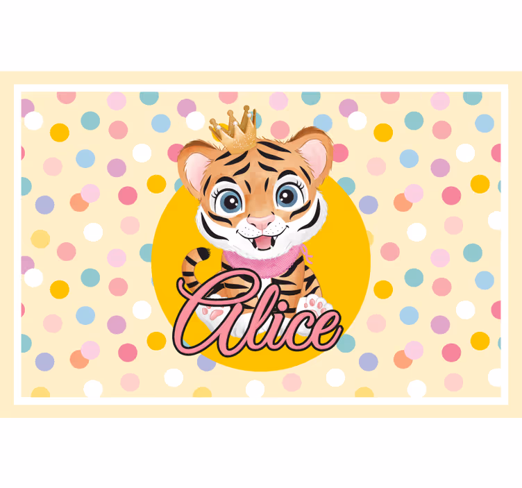 Store enrouleur chambre enfant tigre mignon avec nom - TenStickers