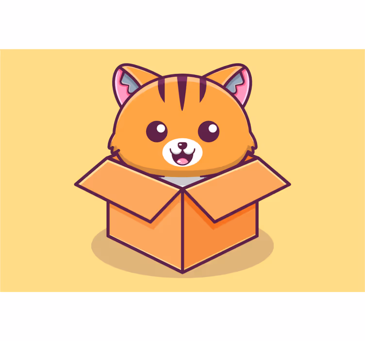 Store enrouleur chambre enfant chat dans une boîte - TenStickers