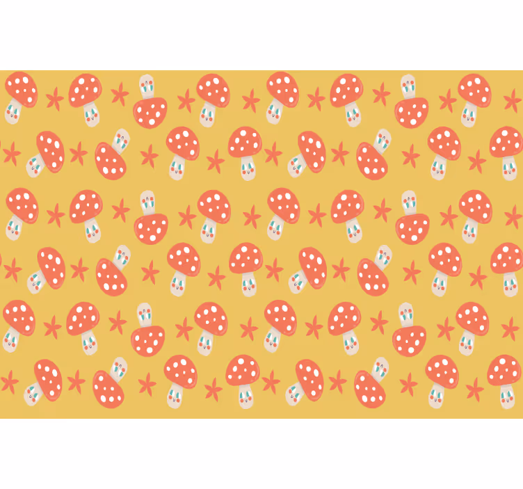 Store enrouleur chambre enfant champignons souriants jaunes - TenStickers
