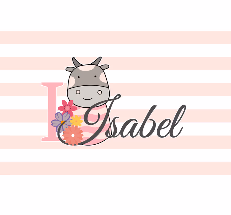 Store enrouleur chambre enfant vache mignonne avec nom - TenStickers