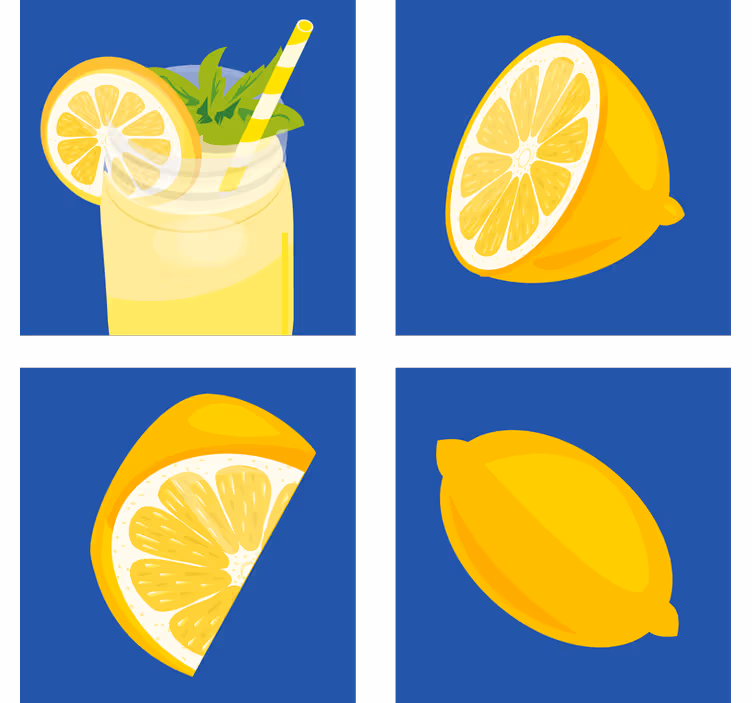 Store enrouleur cuisine carreaux de jus de citron - TenStickers