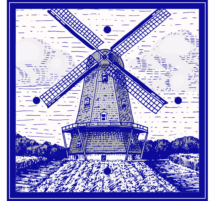 Store enrouleur cuisine bleu de delft - TenStickers