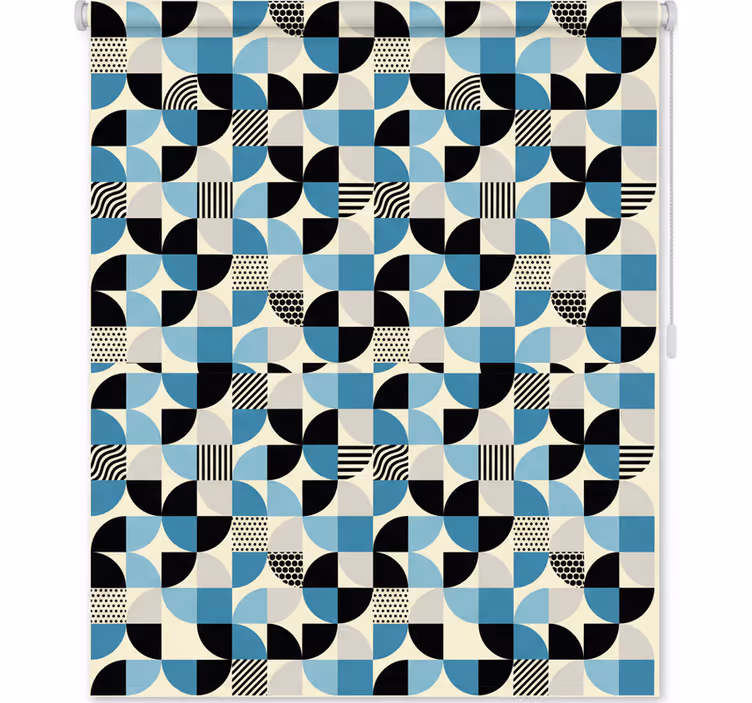 Store enrouleur cuisine motif bauhaus bleu rétro - TenStickers