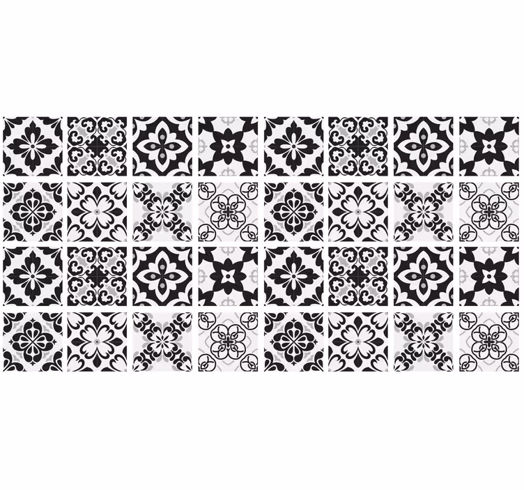 Store enrouleur cuisine carreaux noir et blanc - TenStickers