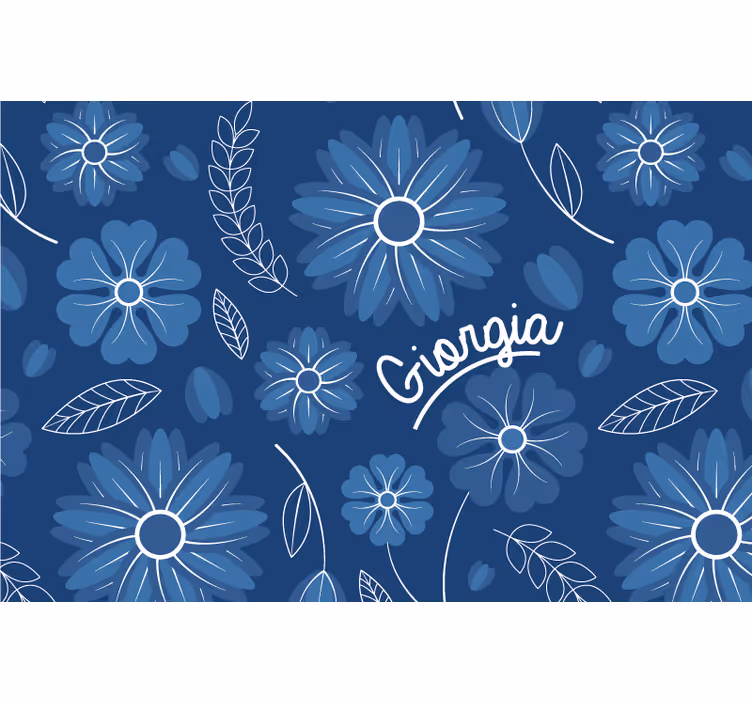 Store enrouleur bleu design élégant fleurs bleues - TenStickers