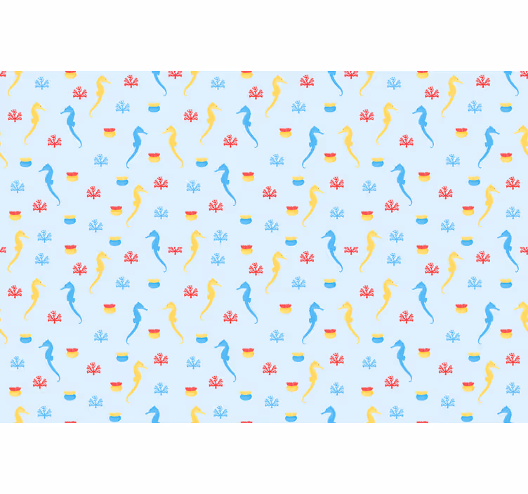 Store enrouleur bleu cheval marin et corail - TenStickers