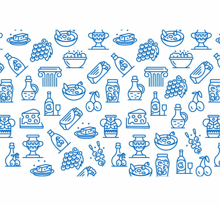 Store enrouleur bleu icônes de la cuisine grecque - TenStickers