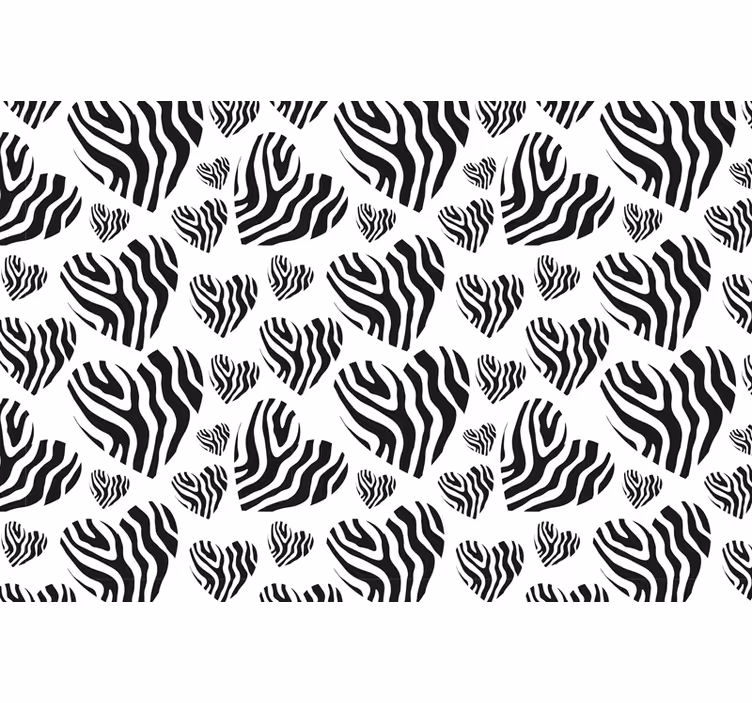 Store enrouleur noir motif cœur zèbre - TenStickers