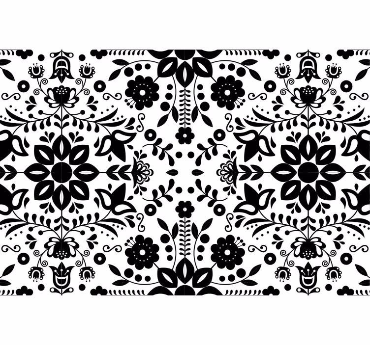 Store enrouleur gris motif folk noir - TenStickers