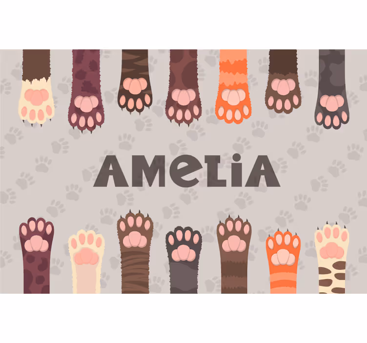 Store enrouleur beige avec empreintes de chats colorées - TenStickers
